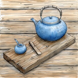 紫铜茶壶插画