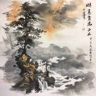 松林水墨画