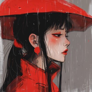 红衣少女设计古风