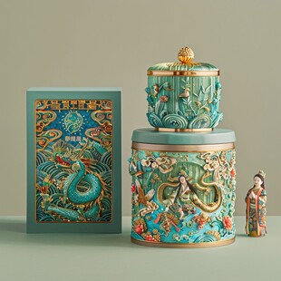 茶叶罐包装插画