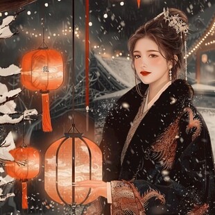 古风美女过年