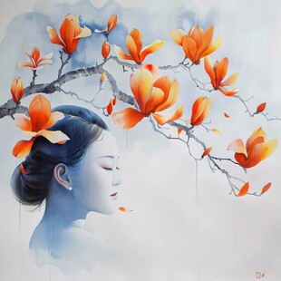 木棉花美女插画