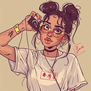 黑人女孩插画