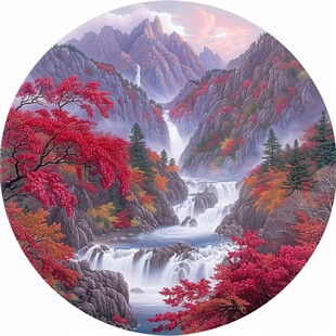 圆形山水装饰画