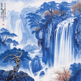 青花瓷山水画