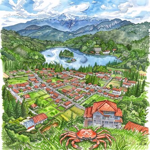 斯坦福大学旅游插画