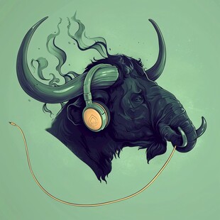 摇滚牛插画