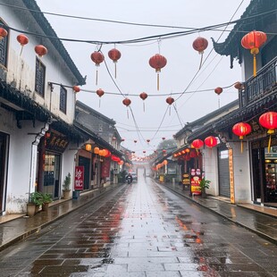 古街阴雨天