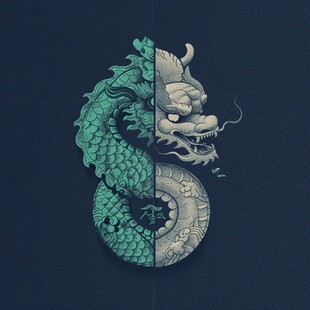 龙抬头对称简约