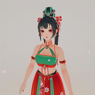 红衣少女设计古风