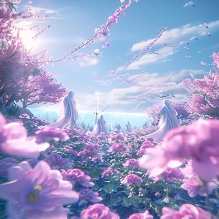 唯美梦幻花田场景