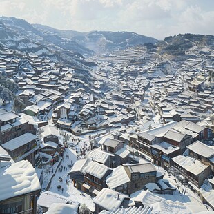 俯拍雪村