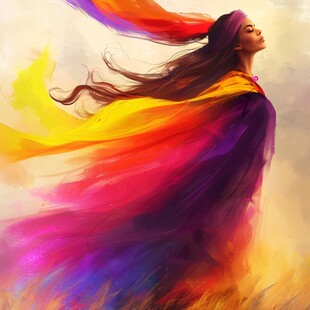 炫彩墨笔刷人物插画