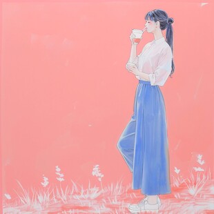 茉莉花茶女孩插画