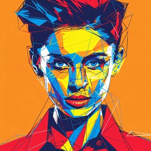 人脸色块拼接装饰画