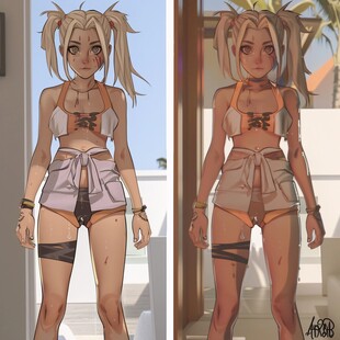 高精女孩原画稿