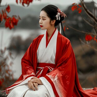 红色古代汉服