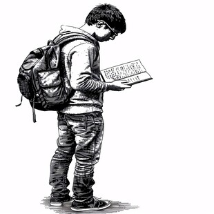 男孩背影铅笔画