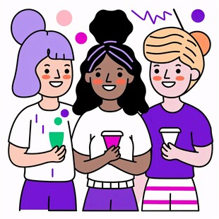 人物奶茶插画