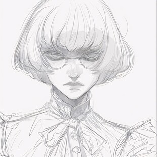 短发女孩线稿