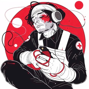 潮流酷帅颓废插画