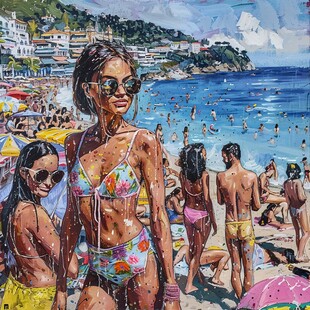 海滩比基尼女孩装饰画