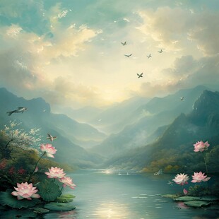 插画山水风景