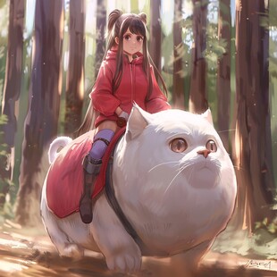 抱猫少女
