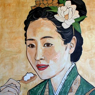 女性通草画