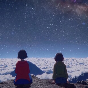 情侣看流星雨
