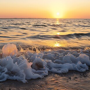 海边夕阳落日风景冰凌