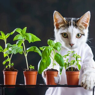 花盆缝隙里的猫