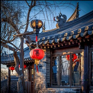 挂灯笼的四合院