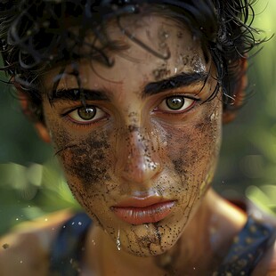 玩的满脸汗珠的女孩