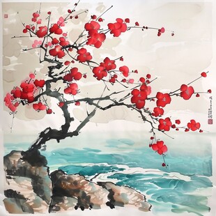 梅花水粉画