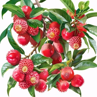 手绘花红果