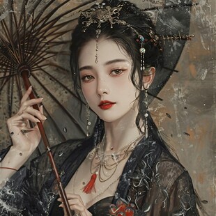古风美女头像插画封面