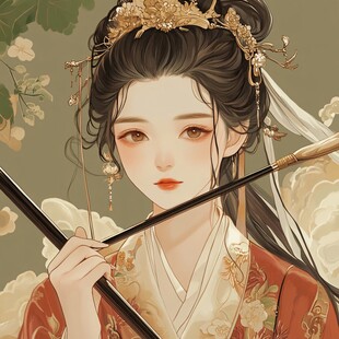 古风美女头像插画封面