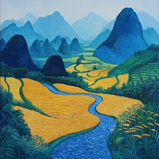 巨幅山水田园