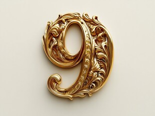 金色立体数字9