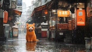 躲雨的猫咪