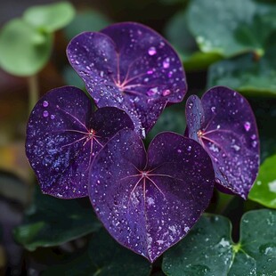 酢浆草叶上雨滴