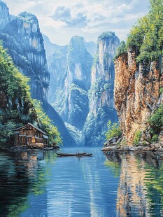 油画山水风景