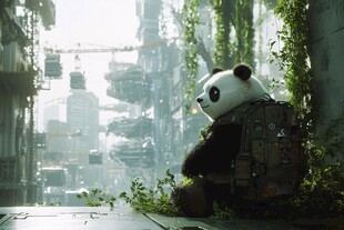 街头酷帅熊猫卡通