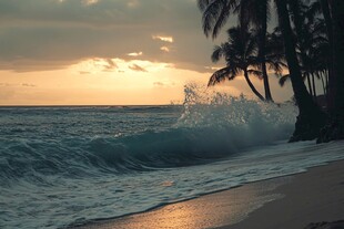 海浪浪花日出日落