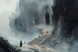 天界晓钟风景插画