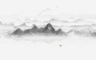 抽象意境山水画背景墙