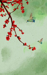 新中式花鸟壁画