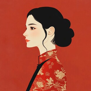 旗袍插画女孩