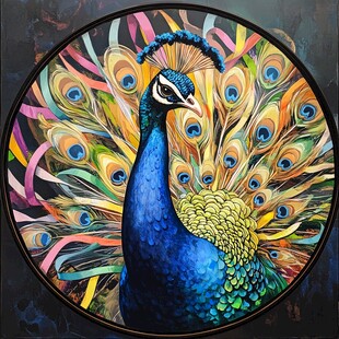 圆形花鸟装饰画花鸟